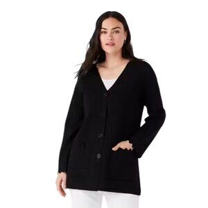 Kate Spade New York Black Scalloped Sweater Blazer Cardigan Medium